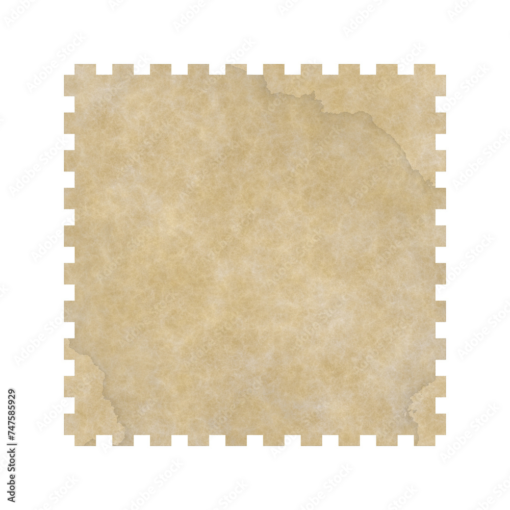 old blank postage stamp isolated on white