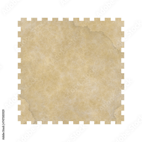 old blank postage stamp isolated on white