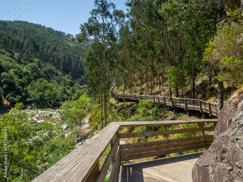Passadi  os do Paiva wooden walkway along the wild river Paiva gorge