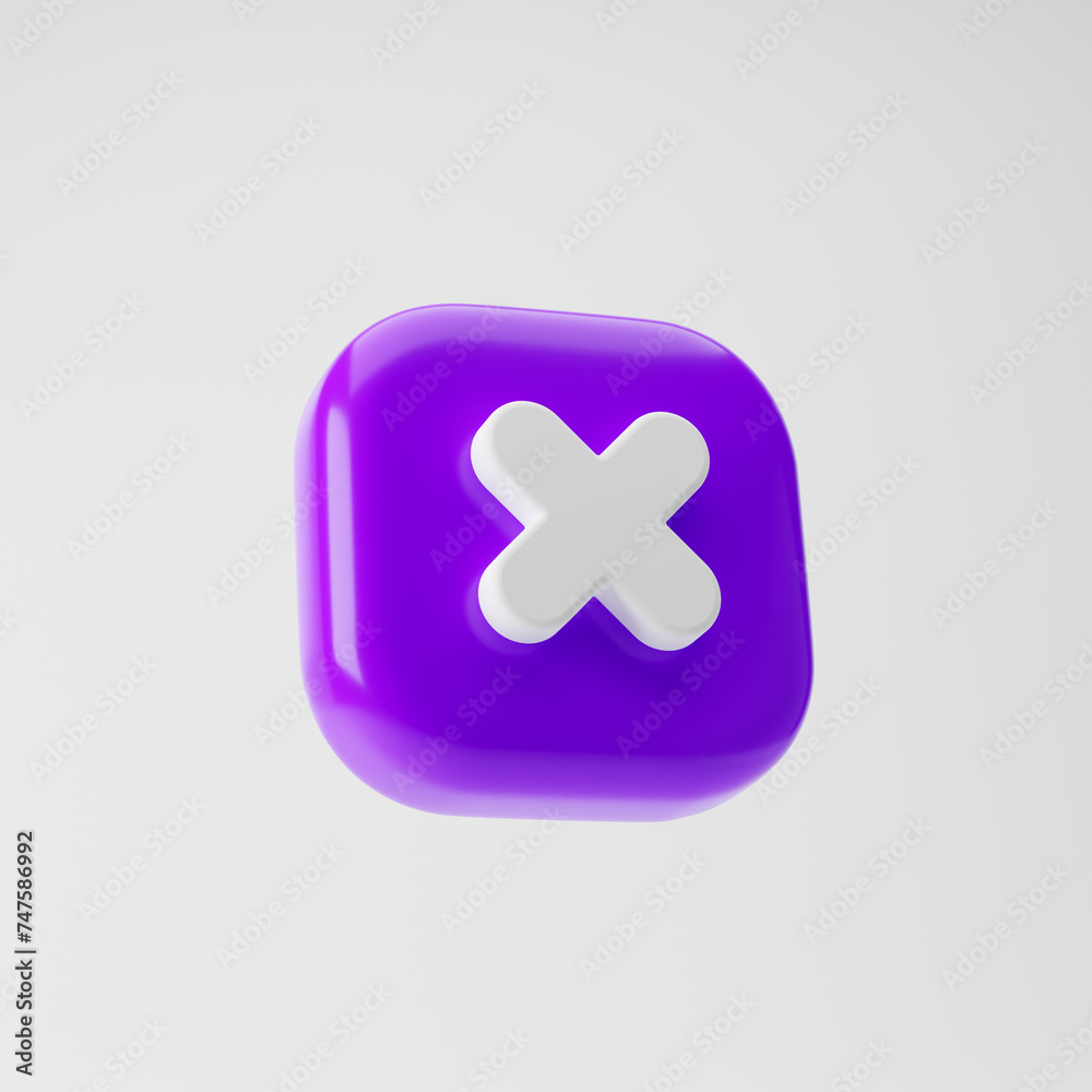 Cancel cross icon isolated over white background. 3d rendering. Cancel cross icon isolated over white background. 3d rendering.