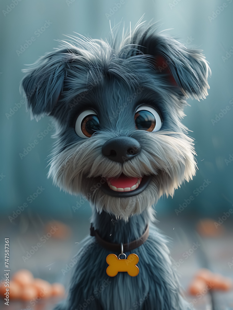 Portrait of a cute black Yorkshire Terrier with big eyes.