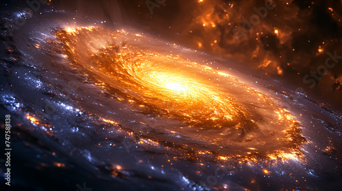 Fantastic spiral galaxy and nebula in deep space. Fantasy fractal design.