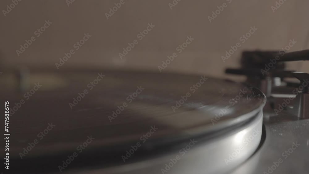 Hand Placing And Removing Stylus From A Record On The Turntable. Stock