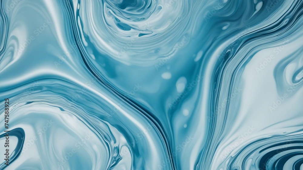 blue water background A creative illustration of a baby blue fluid art marbling paint texture. The texture has a shiny  