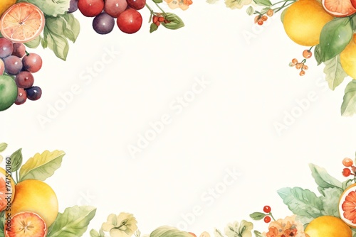 a frame of fruit and flowers