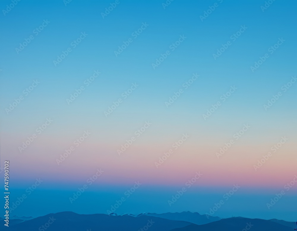 Sky blue background, sunset over the mountains. nature gradient background. Copy space