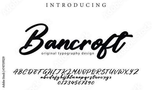Bancroft Font Stylish brush painted an uppercase vector letters, alphabet, typeface photo