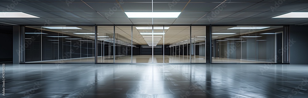 Obraz premium empty interior in the night with artificial light