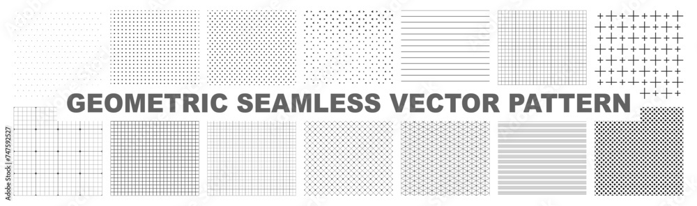 Collection of seamless geometric ornamental vector patterns