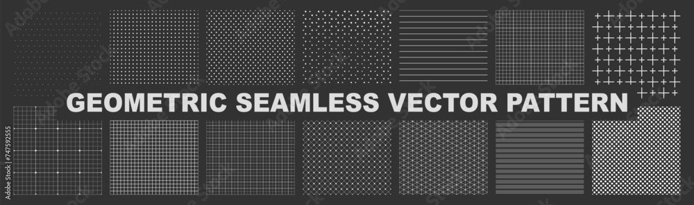 Collection of seamless geometric ornamental vector patterns - obrazy, fototapety, plakaty 