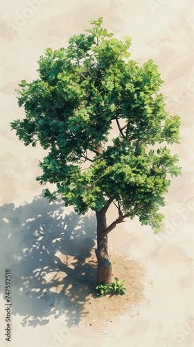 single tree tree wit a shadow on white background