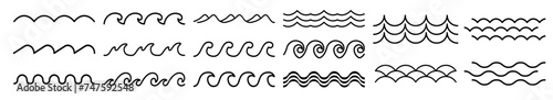 Water wave. Zigzag line. Water logo, symbol vector collection. Line art wave pack logo design