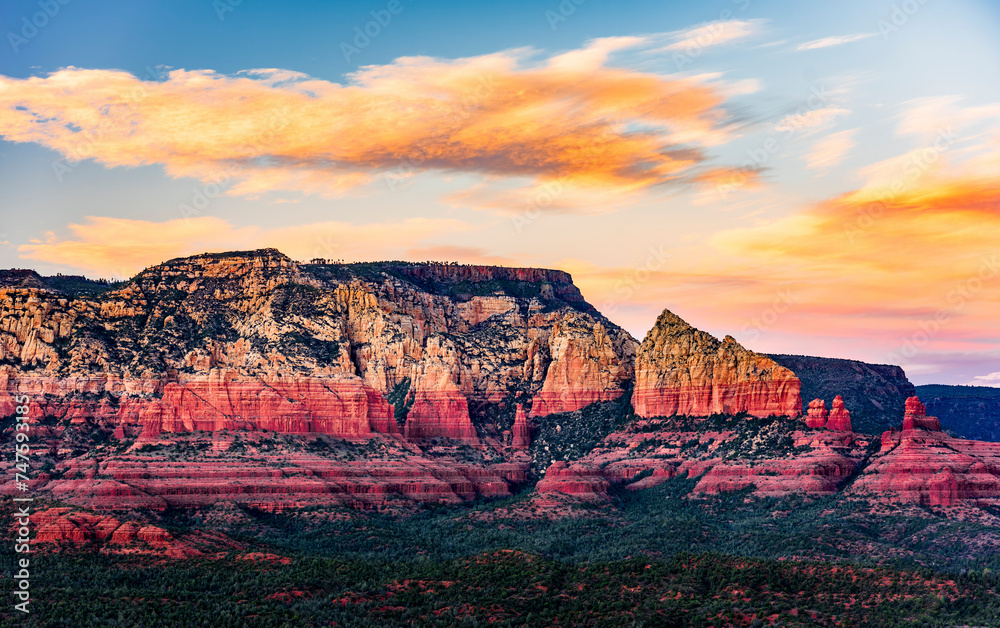 Red Rocks of Sedona Arizona at sunset from the airport overlook