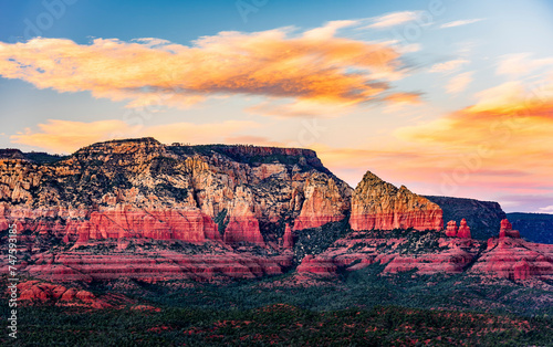 Red Rocks of Sedona Arizona at sunset from the airport overlook