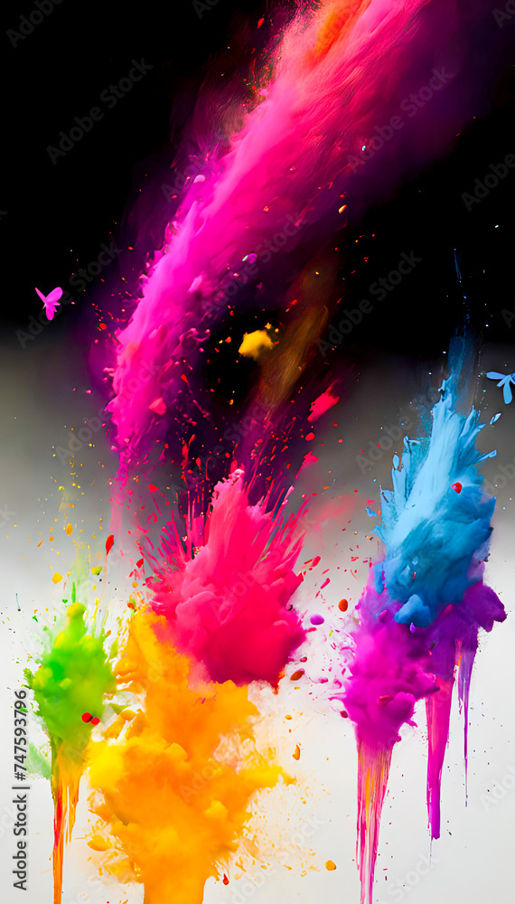 Obraz premium Holi paint flies in the shape of a cloud