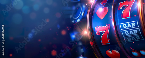 A vibrant casino slots game background with a riot of colors and twinkling lights. Casino game icons illustration in gaming experience concept.