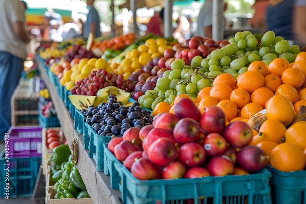 outdoors farmer market fruit stand colorful variety of fruit