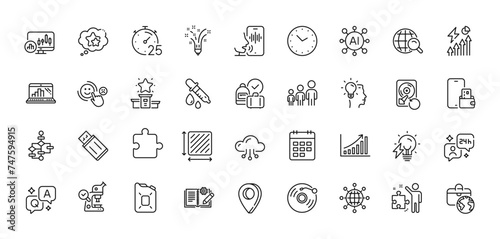 Inspiration, Recovery hdd and Vinyl record line icons pack. AI, Question and Answer, Map pin icons. Graph chart, Candlestick chart, Winner podium web icon. Vector