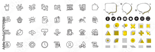 Set of Father day, Prescription drugs and Eco power line icons for web app. Design elements, Social media icons. Bid offer, Horns hand, Search calendar icons. Vector