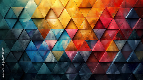 Colorful ornament made of multicolored triangles