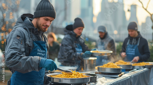 Compassionate volunteers gather to share meals and companionship with homeless individuals