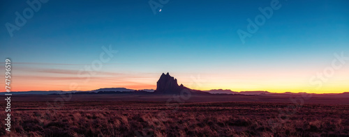 Ship Rock in the desert of New Mexico, United States. Nature Background