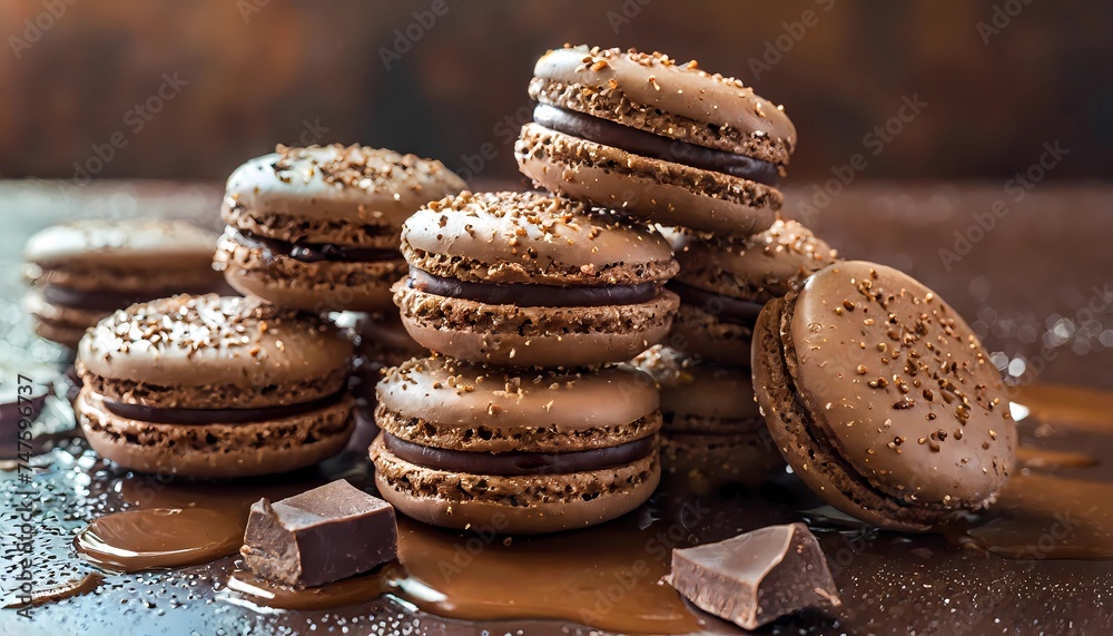 An assortment of gourmet macarons beautifully presented with a dusting of sugar, symbolizing the delight of sweet indulgence