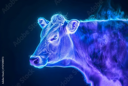glowing purple blue cow 