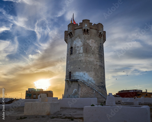 The tower of the city of Paterna at dusk