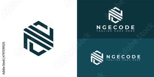 Abstract initial letter NC or CN logo in deep blue color isolated in multiple backgrounds applied for internet and technology logo also suitable for the brands or companies have initial name NC or CN.