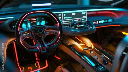 cockpit of an automated future vehicle. photo