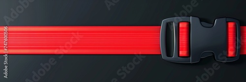 A creative vector illustration of a closed red seat belt that is isolated on a black background photo