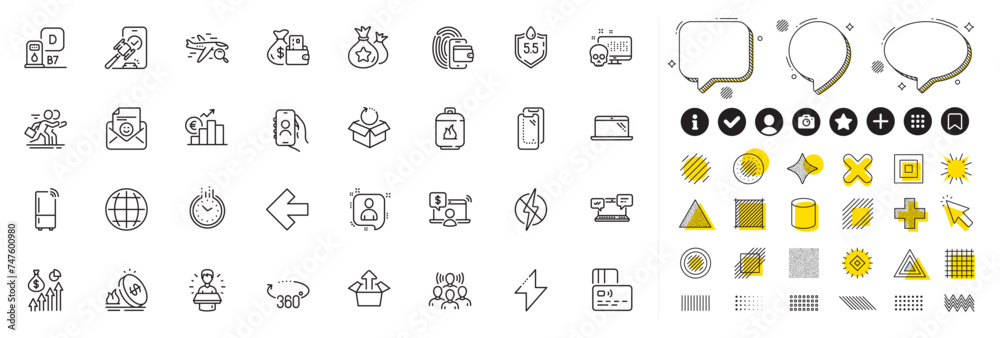 Set of Loyalty points, Refrigerator and Euro rate line icons for web app. Design elements, Social media icons. Cyber attack, Laptop, User call icons. Vector Set of Loyalty points, Refrigerator and Euro rate line icons for web app. Design elements, Social media icons. Cyber attack, Laptop, User call icons. Vector