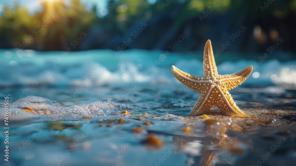 Starfish on the Beach with copy space. summer time Starfish on the Beach with copy space. summer time