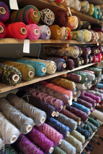 Many different bobbins of yarn © Simone