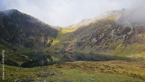 The snow covered mountains of Cadair Idris in Eryri National Park, Wales photo