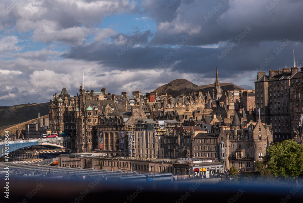 old town of edinburgh with architectural historic buildings