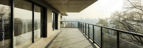 Minimalist Modern Villa Balcony with Blue Sky View