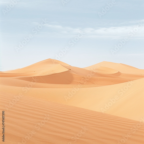Sweeping Dunes of the Sahara Desert under Clear Blue Sky © HustlePlayground