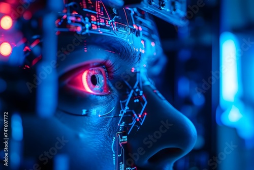 abstract ai robotic human glowing red eye #747607772