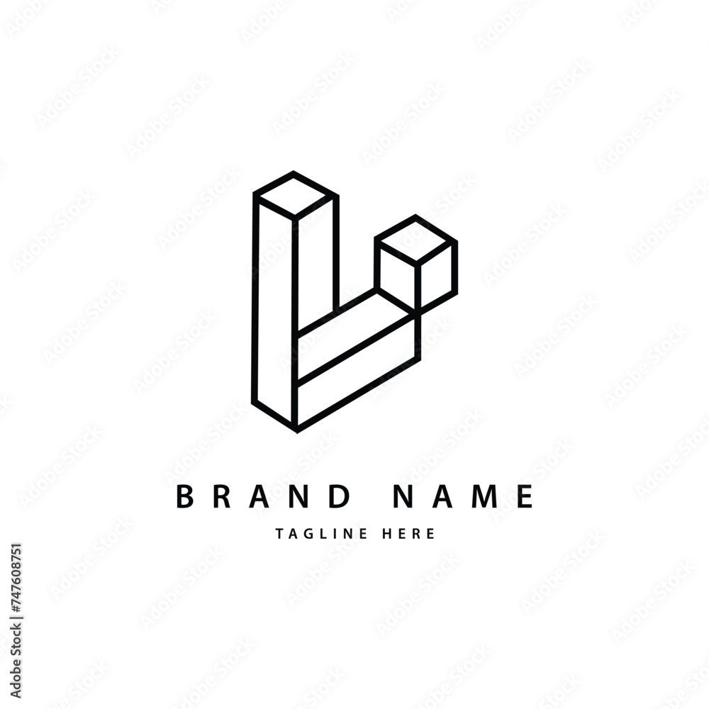 Line 3d letter l logo design template vector Line 3d letter l logo design template vector
