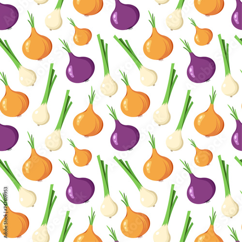 Vector pattern with vegetables, collection of colourful vegetables on white background