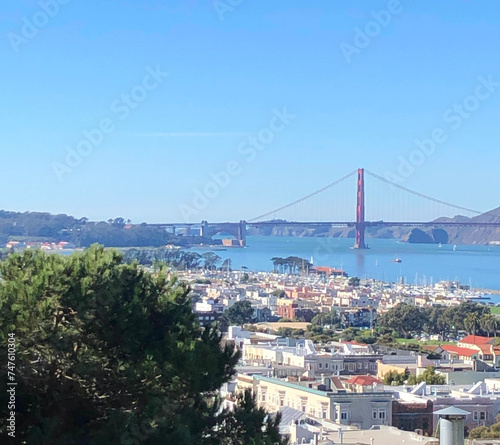 A view of the Golden Gate Bridge from Russian Hill in San Francisco, California