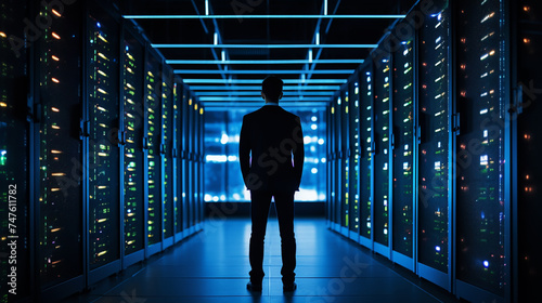 technician working in server room