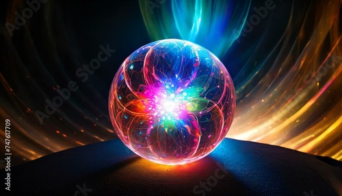 Illuminated Orb: Glowing Globe Against Dark Background