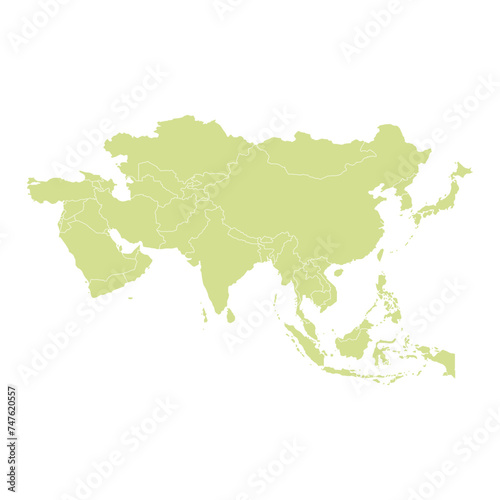 asia color map background with states. map isolated on white background with flag. Vector illustration moss green pastel