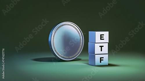 Spot ETF Concept, Silver coin with a 
