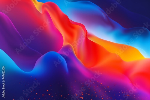 Fluid color blobs in a different shapes of dark blue background photo