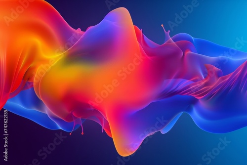 Fluid color blobs in a different shapes of dark blue background © Simone