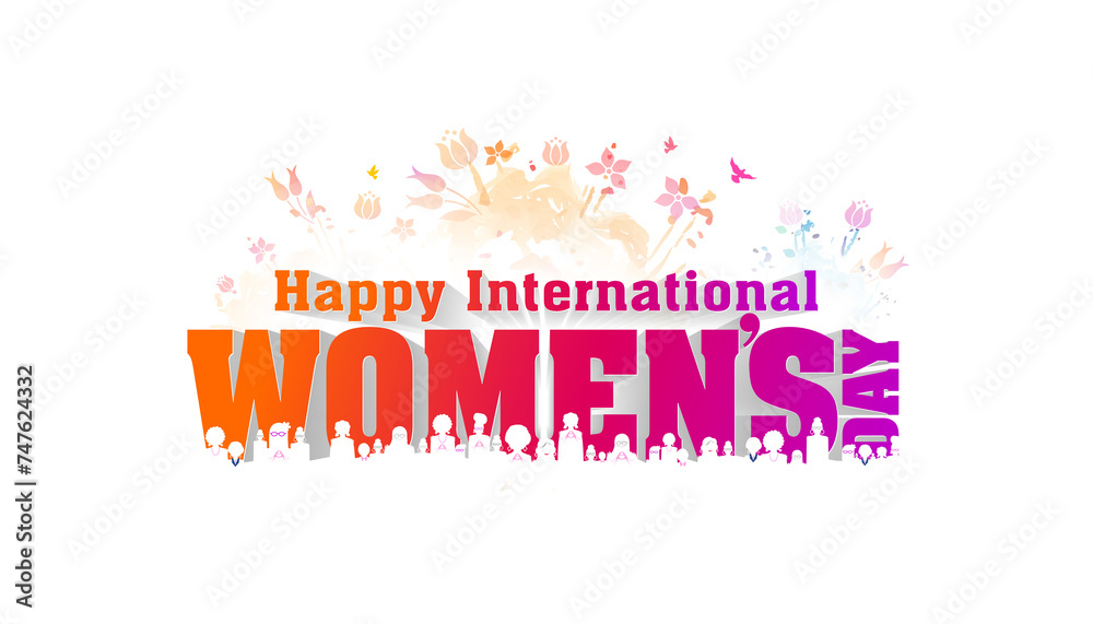 2024 Womens day annual celebration background. Happy international women's day 3d text